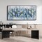 Blue and White Abstract Wall Art - Living Room Wall Decor Gold Picture Artwork
